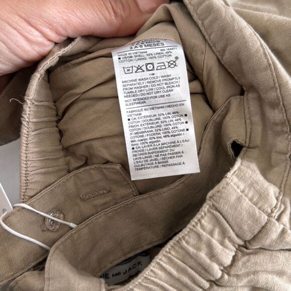 Janie and Jack Baby Linen-Cotton Suspender Pant in Classic Khaki Size 3/6 Months - Picture 7 of 9